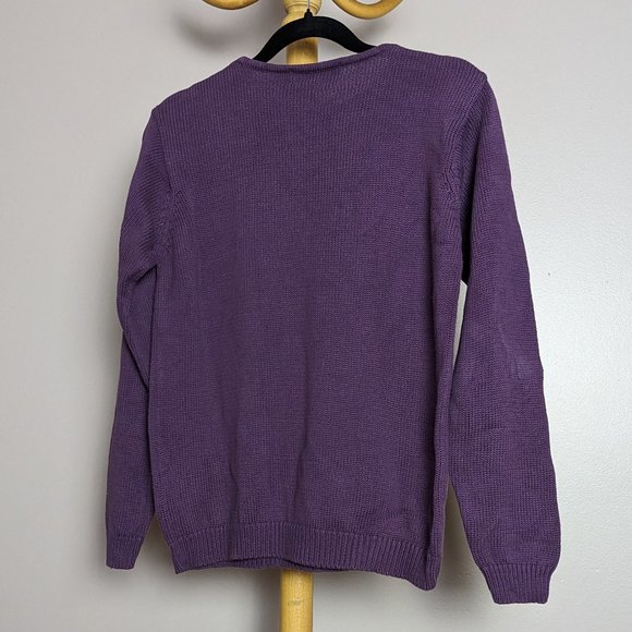 Vintage EMW deep purple cotton scoop neck knit sweater - Picture 2 of 4